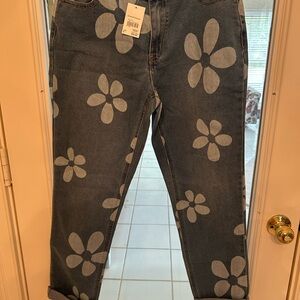 Cato Jeans with Bold Floral Design